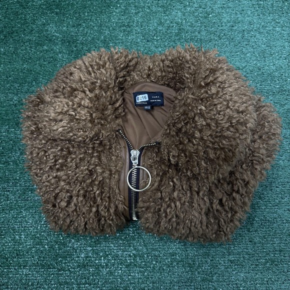 Zara TRF Jacket Womens XS Brown Faux Fur Teddy Bomber Zip Up Cozy Sherpa - Picture 6 of 6